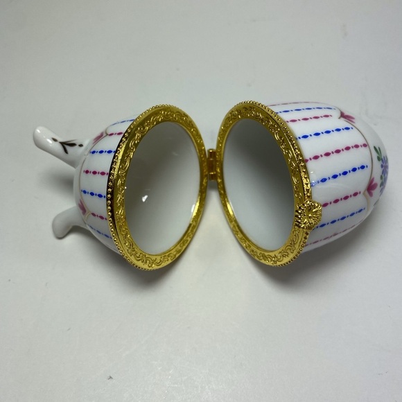 Vintage Porcelain Faberge Style Egg Trinket Box - Picture 5 of 5